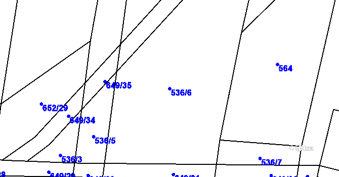 Parcela st. 536/6 v KÚ Rousínov u Rakovníka, Katastrální mapa