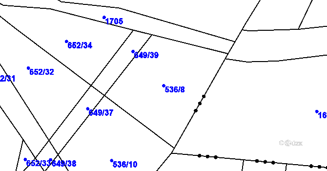 Parcela st. 536/8 v KÚ Rousínov u Rakovníka, Katastrální mapa