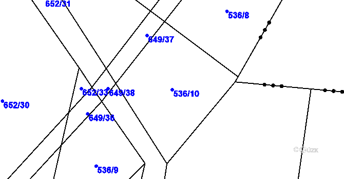 Parcela st. 536/10 v KÚ Rousínov u Rakovníka, Katastrální mapa
