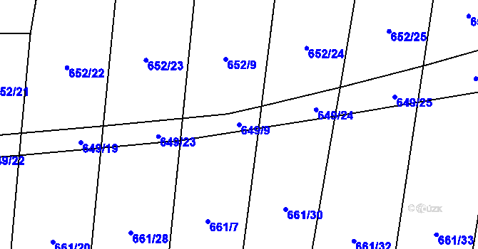 Parcela st. 649/9 v KÚ Rousínov u Rakovníka, Katastrální mapa