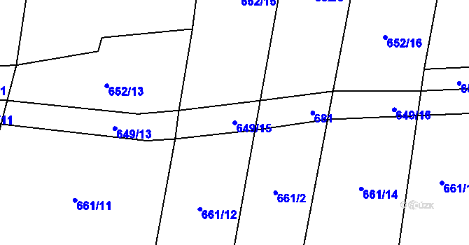 Parcela st. 649/15 v KÚ Rousínov u Rakovníka, Katastrální mapa