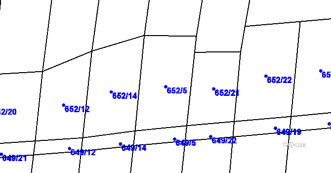 Parcela st. 652/5 v KÚ Rousínov u Rakovníka, Katastrální mapa