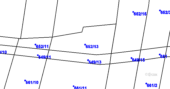 Parcela st. 652/13 v KÚ Rousínov u Rakovníka, Katastrální mapa