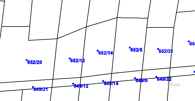 Parcela st. 652/14 v KÚ Rousínov u Rakovníka, Katastrální mapa