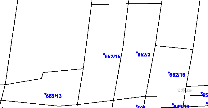 Parcela st. 652/15 v KÚ Rousínov u Rakovníka, Katastrální mapa