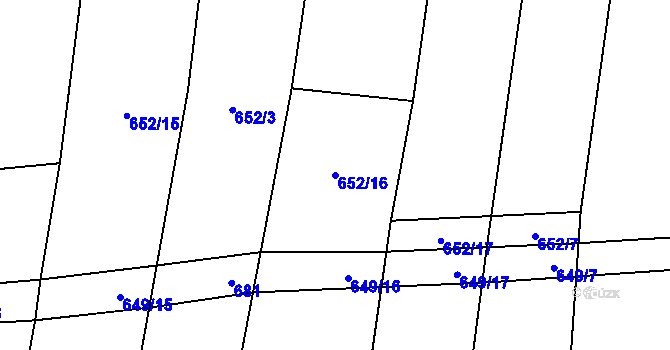 Parcela st. 652/16 v KÚ Rousínov u Rakovníka, Katastrální mapa