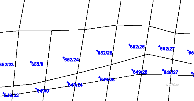 Parcela st. 652/25 v KÚ Rousínov u Rakovníka, Katastrální mapa