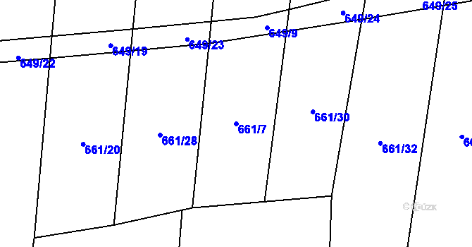 Parcela st. 661/7 v KÚ Rousínov u Rakovníka, Katastrální mapa