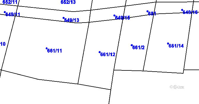 Parcela st. 661/12 v KÚ Rousínov u Rakovníka, Katastrální mapa