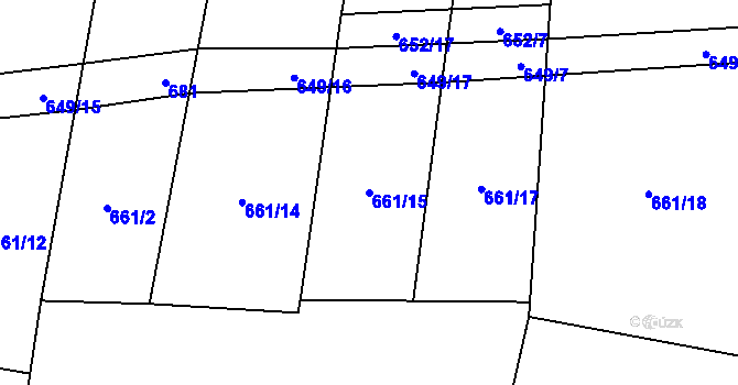 Parcela st. 661/15 v KÚ Rousínov u Rakovníka, Katastrální mapa