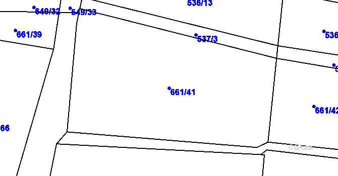 Parcela st. 661/41 v KÚ Rousínov u Rakovníka, Katastrální mapa