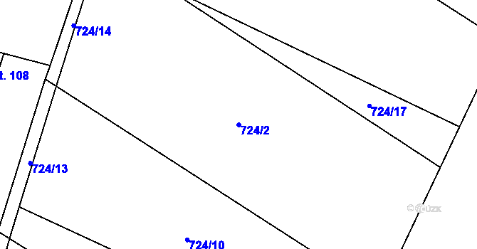Parcela st. 724/2 v KÚ Rousínov u Rakovníka, Katastrální mapa
