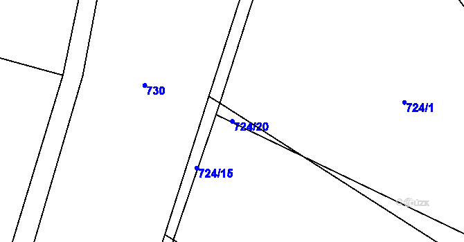 Parcela st. 724/20 v KÚ Rousínov u Rakovníka, Katastrální mapa