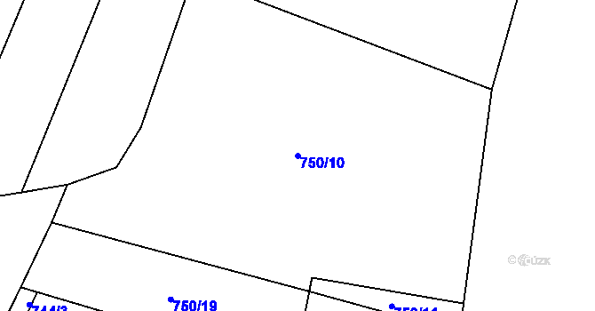 Parcela st. 750/10 v KÚ Rousínov u Rakovníka, Katastrální mapa