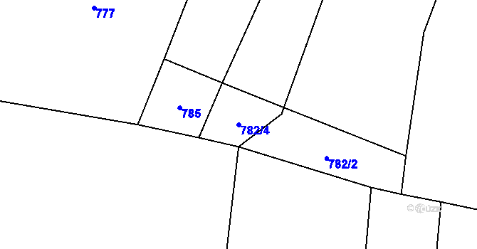 Parcela st. 782/4 v KÚ Rousínov u Rakovníka, Katastrální mapa