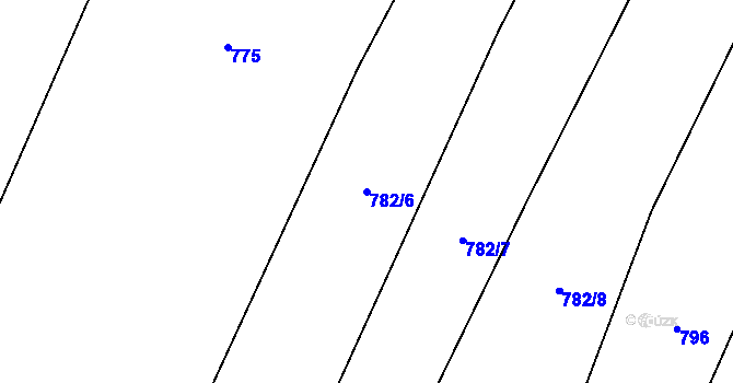 Parcela st. 782/6 v KÚ Rousínov u Rakovníka, Katastrální mapa