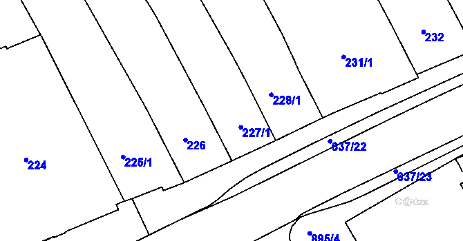 Parcela st. 227 v KÚ Rousínov u Vyškova, Katastrální mapa