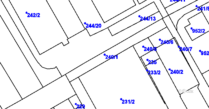 Parcela st. 240/1 v KÚ Rousínov u Vyškova, Katastrální mapa