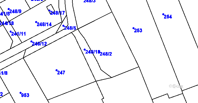 Parcela st. 248/2 v KÚ Rousínov u Vyškova, Katastrální mapa