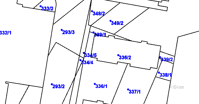 Parcela st. 336/2 v KÚ Rousínov u Vyškova, Katastrální mapa