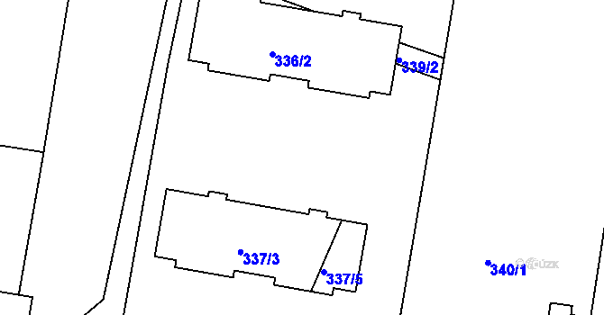 Parcela st. 337/1 v KÚ Rousínov u Vyškova, Katastrální mapa