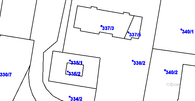Parcela st. 337/4 v KÚ Rousínov u Vyškova, Katastrální mapa