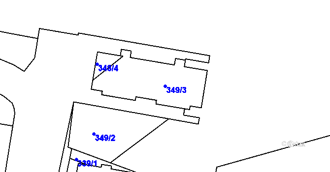 Parcela st. 349/3 v KÚ Rousínov u Vyškova, Katastrální mapa