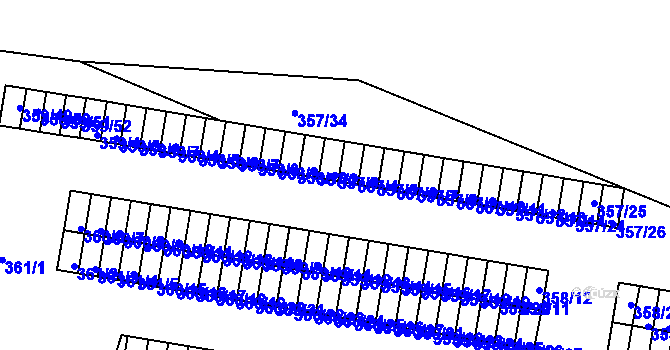 Parcela st. 357/3 v KÚ Rousínov u Vyškova, Katastrální mapa