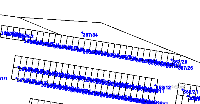 Parcela st. 357/4 v KÚ Rousínov u Vyškova, Katastrální mapa
