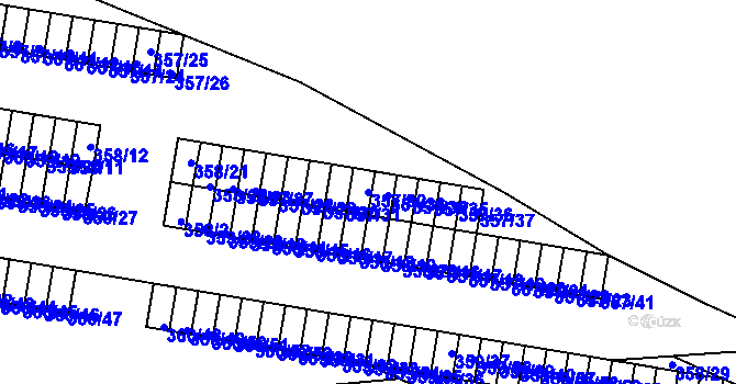 Parcela st. 357/32 v KÚ Rousínov u Vyškova, Katastrální mapa