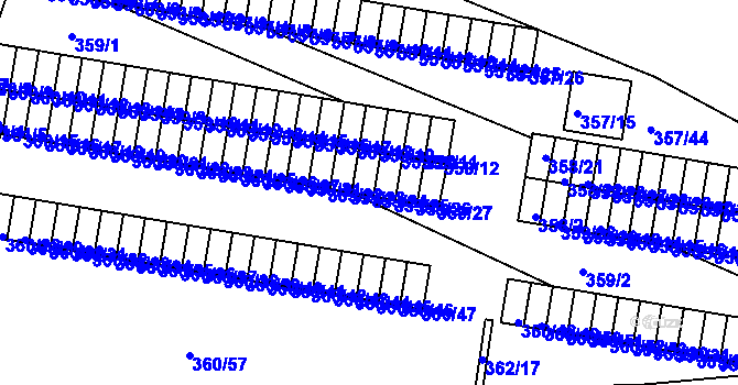 Parcela st. 359/24 v KÚ Rousínov u Vyškova, Katastrální mapa