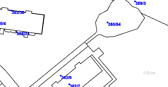 Parcela st. 363/30 v KÚ Rousínov u Vyškova, Katastrální mapa