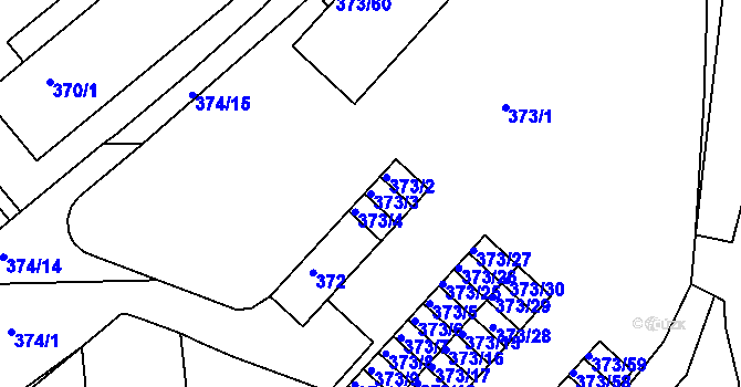 Parcela st. 373/3 v KÚ Rousínov u Vyškova, Katastrální mapa