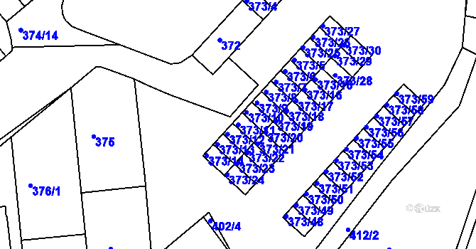 Parcela st. 373/11 v KÚ Rousínov u Vyškova, Katastrální mapa