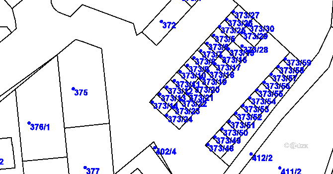 Parcela st. 373/12 v KÚ Rousínov u Vyškova, Katastrální mapa