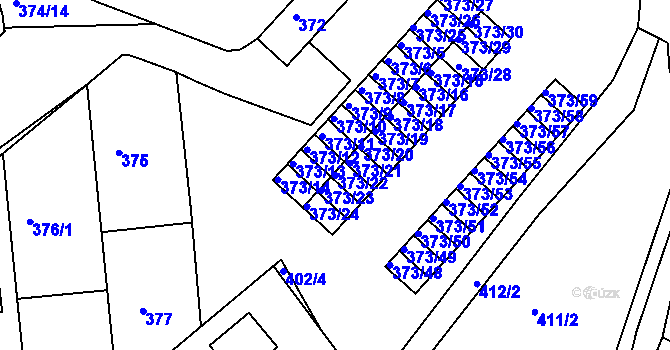 Parcela st. 373/22 v KÚ Rousínov u Vyškova, Katastrální mapa