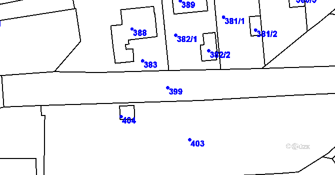 Parcela st. 399 v KÚ Rousínov u Vyškova, Katastrální mapa