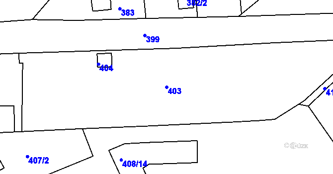 Parcela st. 403 v KÚ Rousínov u Vyškova, Katastrální mapa
