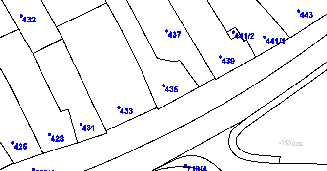 Parcela st. 435 v KÚ Rousínov u Vyškova, Katastrální mapa