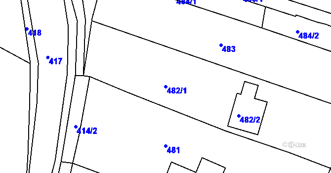 Parcela st. 482/1 v KÚ Rousínov u Vyškova, Katastrální mapa