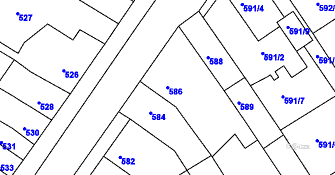 Parcela st. 586 v KÚ Rousínov u Vyškova, Katastrální mapa