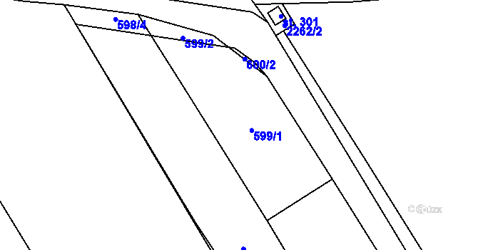 Parcela st. 599 v KÚ Rousínov u Vyškova, Katastrální mapa