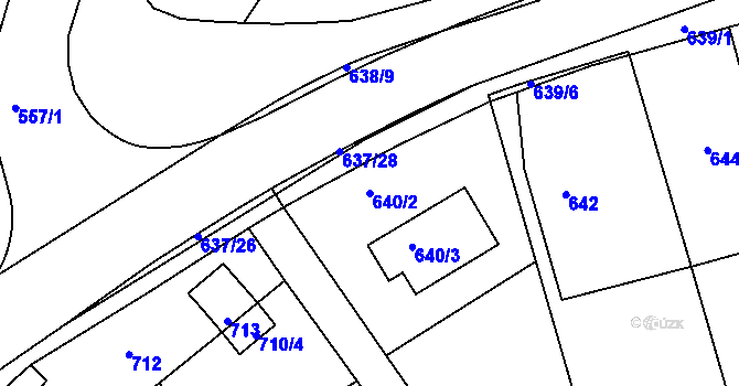 Parcela st. 640/2 v KÚ Rousínov u Vyškova, Katastrální mapa