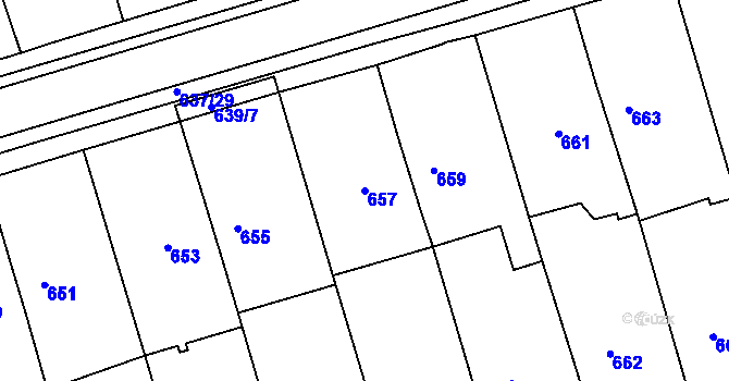 Parcela st. 657 v KÚ Rousínov u Vyškova, Katastrální mapa