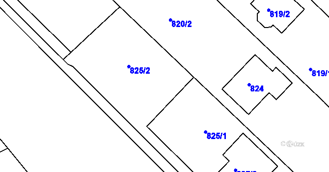 Parcela st. 825 v KÚ Rousínov u Vyškova, Katastrální mapa