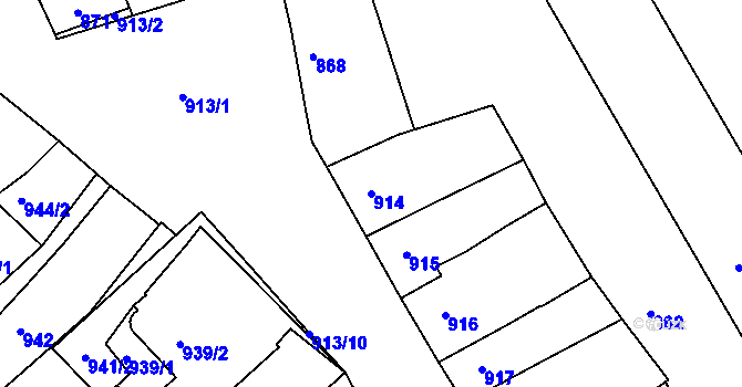 Parcela st. 914 v KÚ Rousínov u Vyškova, Katastrální mapa