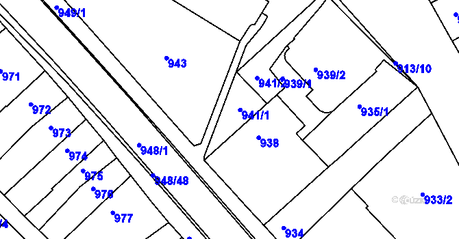 Parcela st. 940 v KÚ Rousínov u Vyškova, Katastrální mapa