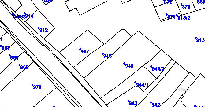 Parcela st. 946 v KÚ Rousínov u Vyškova, Katastrální mapa