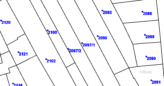 Parcela st. 2097/1 v KÚ Rousínov u Vyškova, Katastrální mapa