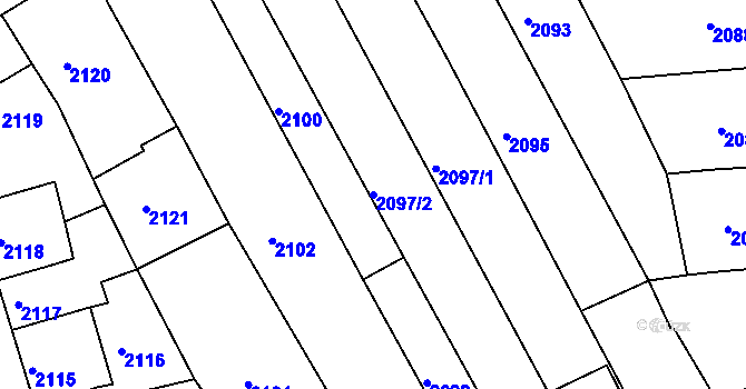 Parcela st. 2097/2 v KÚ Rousínov u Vyškova, Katastrální mapa